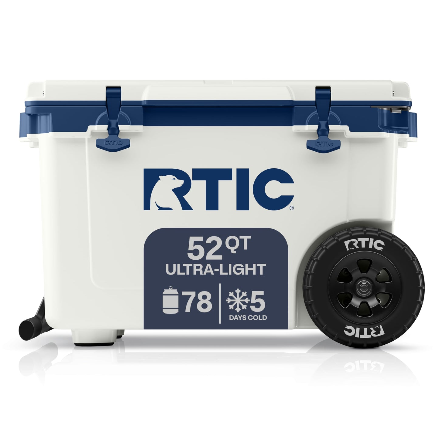 52 Quart Wheeled Hard Cooler with Insulated Ice Chest for Outdoor Activities