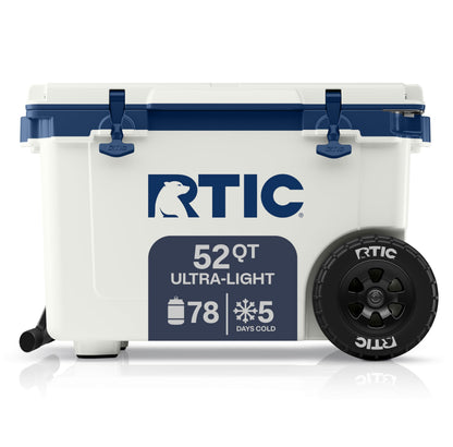 52 Quart Wheeled Hard Cooler with Insulated Ice Chest for Outdoor Activities