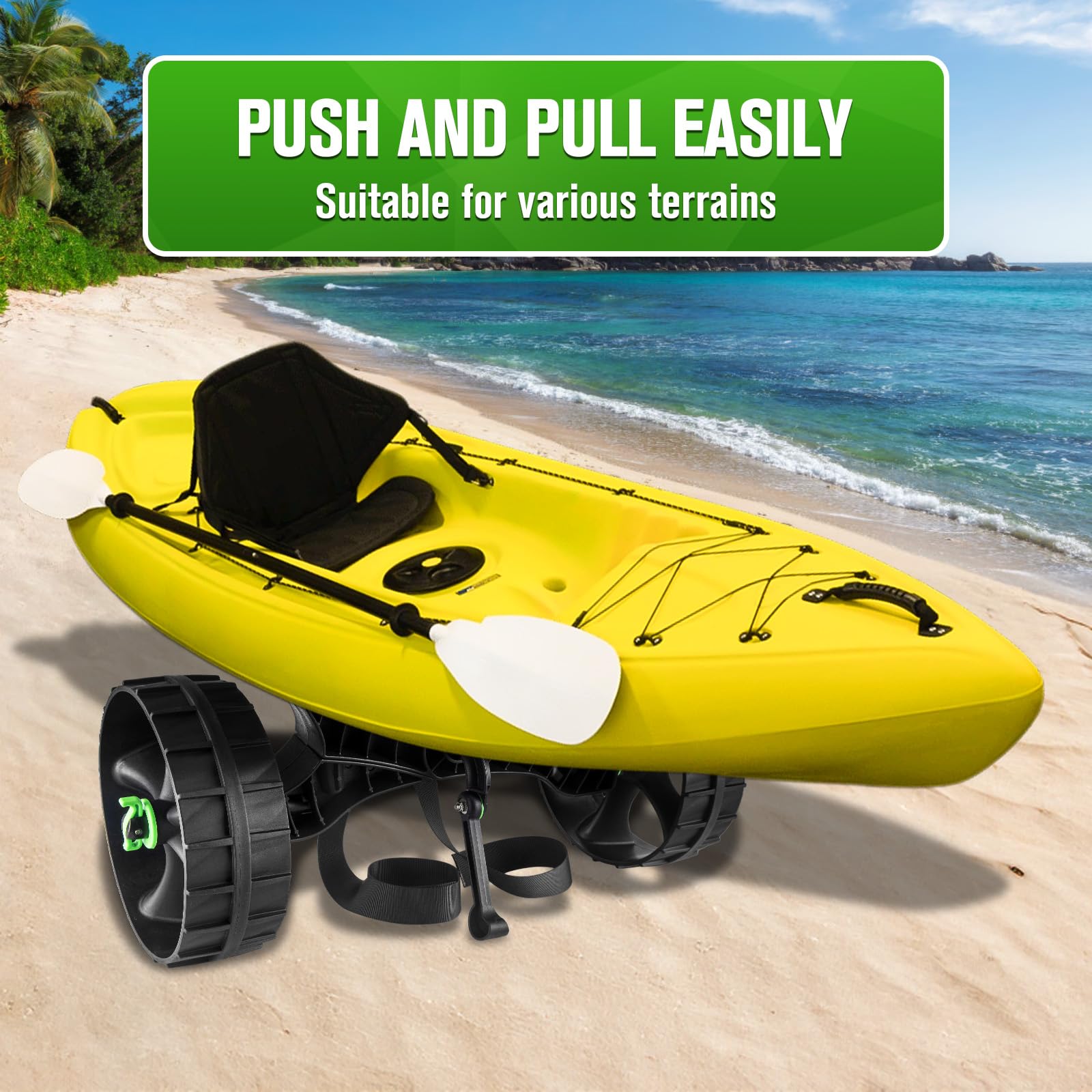 Kayak Cart Dolly with Puncture Free Wheels and Adjustable Straps for Transport