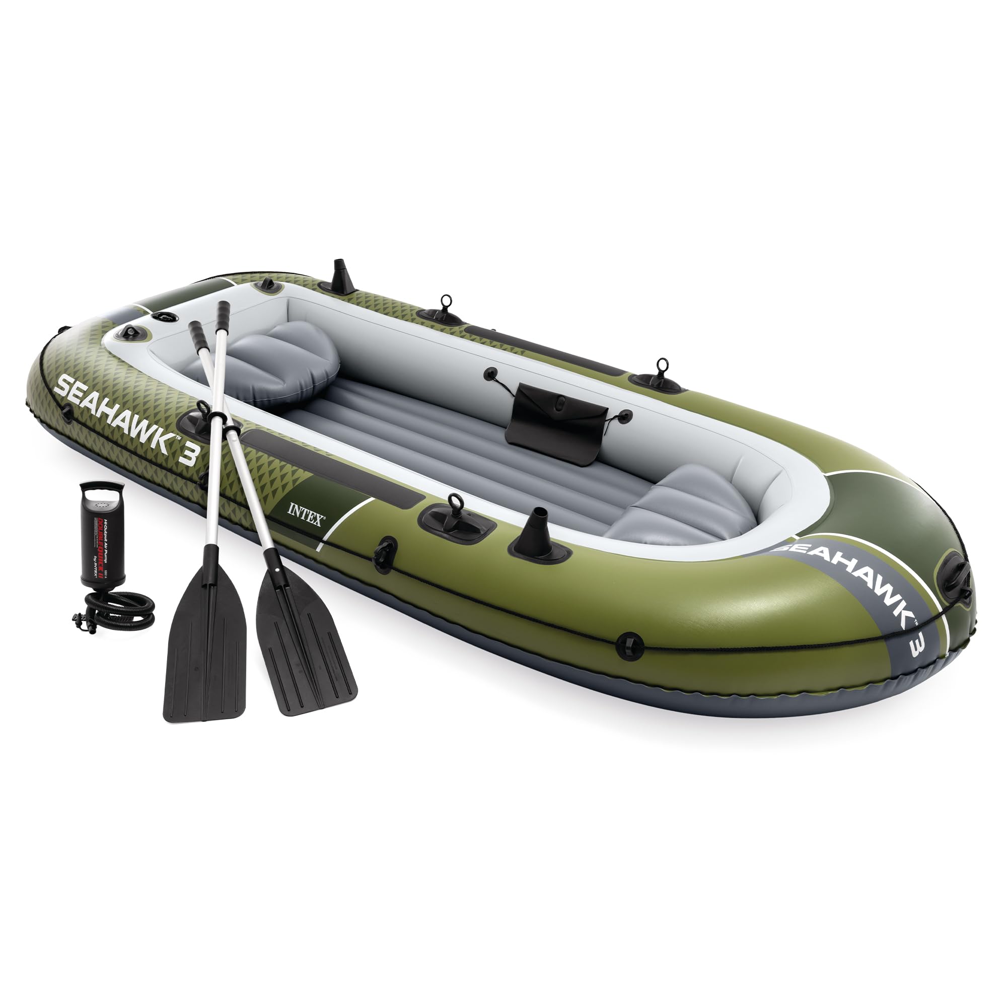 Inflatable Fishing Boat with Oars, Pump & Gear Storage Pouch