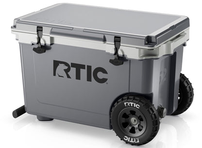 52 Quart Wheeled Hard Cooler with Insulated Ice Chest for Outdoor Activities