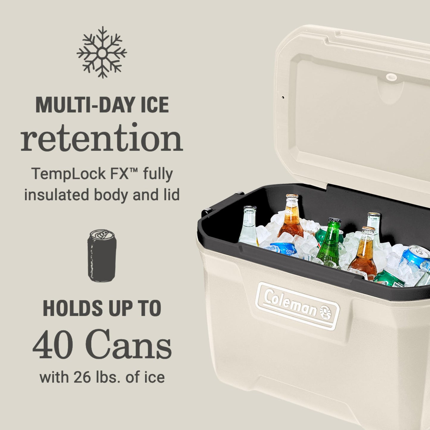 Insulated Portable Hard Cooler with 5-Day Ice Retention for Outdoor Use