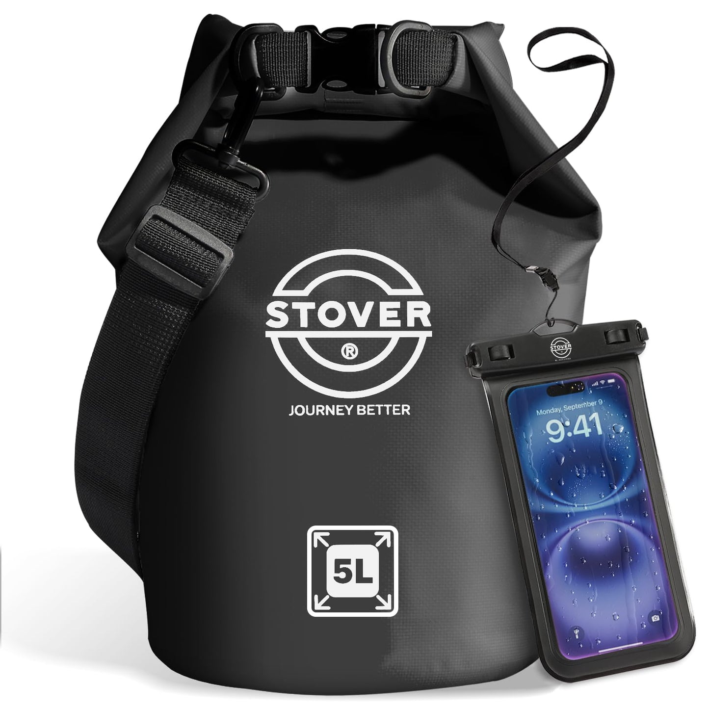 Waterproof Roll Top Dry Bag Backpack with Phone Case for Kayaking & Camping