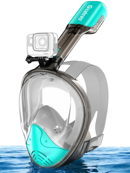 Full Face Snorkel Mask with Dry Top System and Camera Mount for Adults