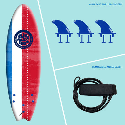 Bloo Tide 6’ Swallow Tail Soft Surfboard