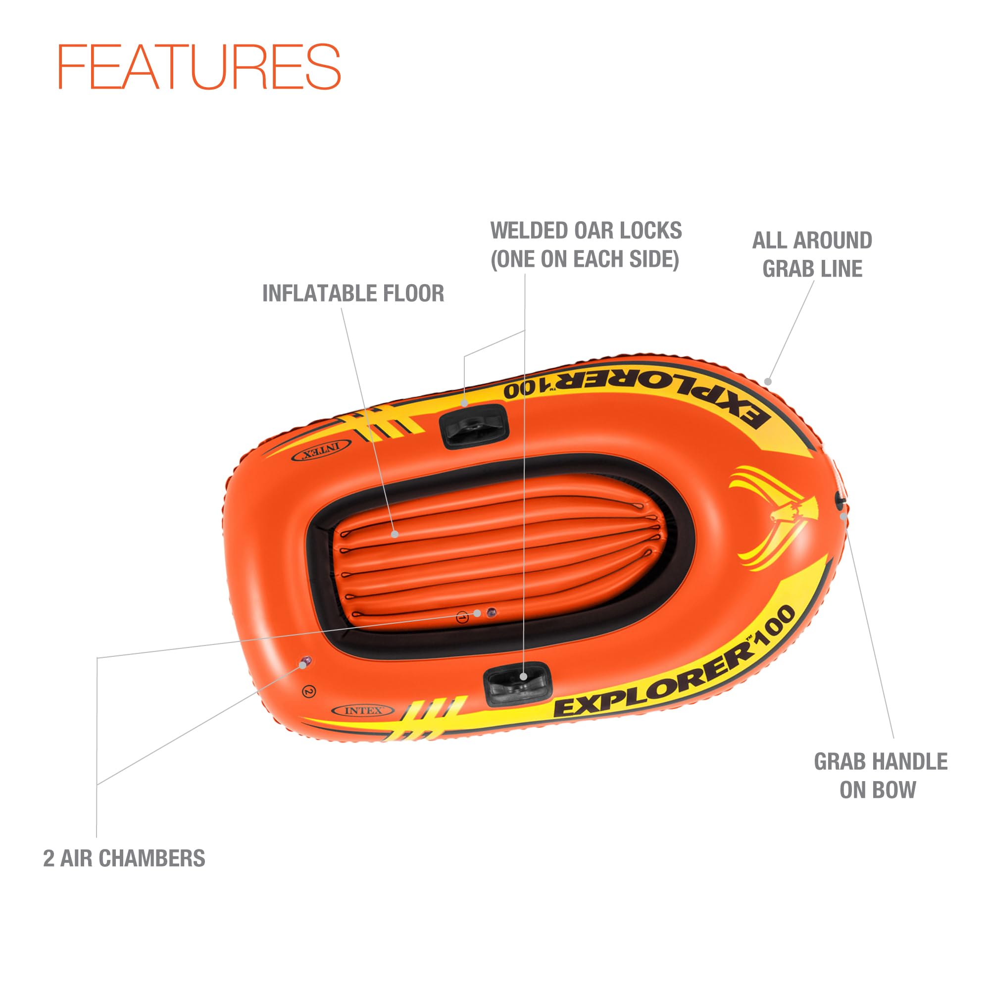 Compact Inflatable Boat with Dual Air Chambers and Oar Locks