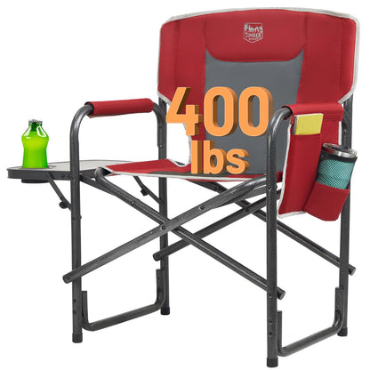 Oversized Aluminum Camping Chair with Side Table and Storage Pocket