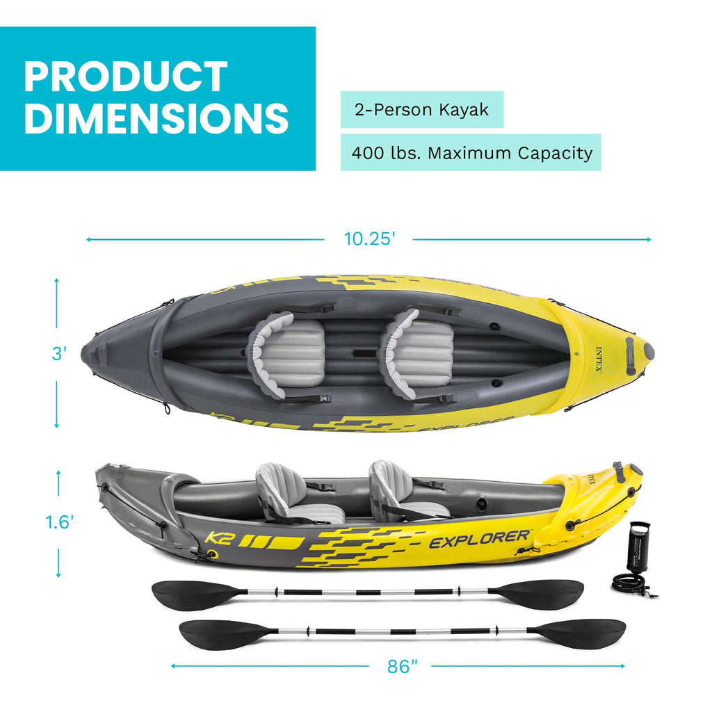 Inflatable Kayak Set with Aluminum Oars, Pump & Adjustable Seats