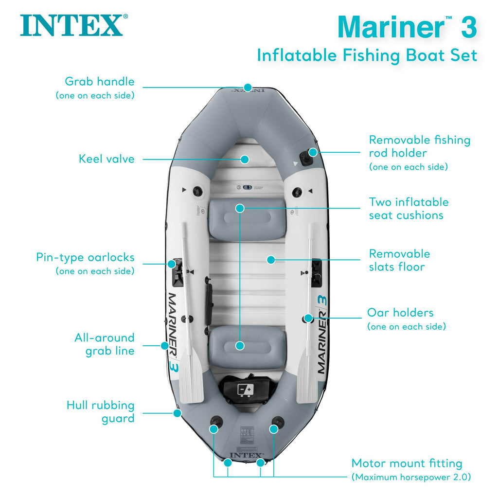 Heavy Duty Inflatable Fishing Boat with Oars Pump & Rod Holders