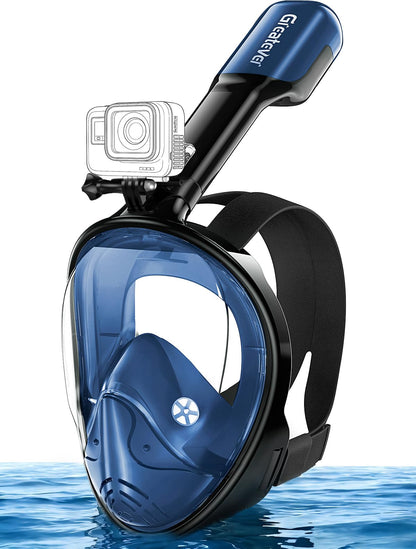 Full Face Snorkel Mask with Dry Top System and Camera Mount for Adults