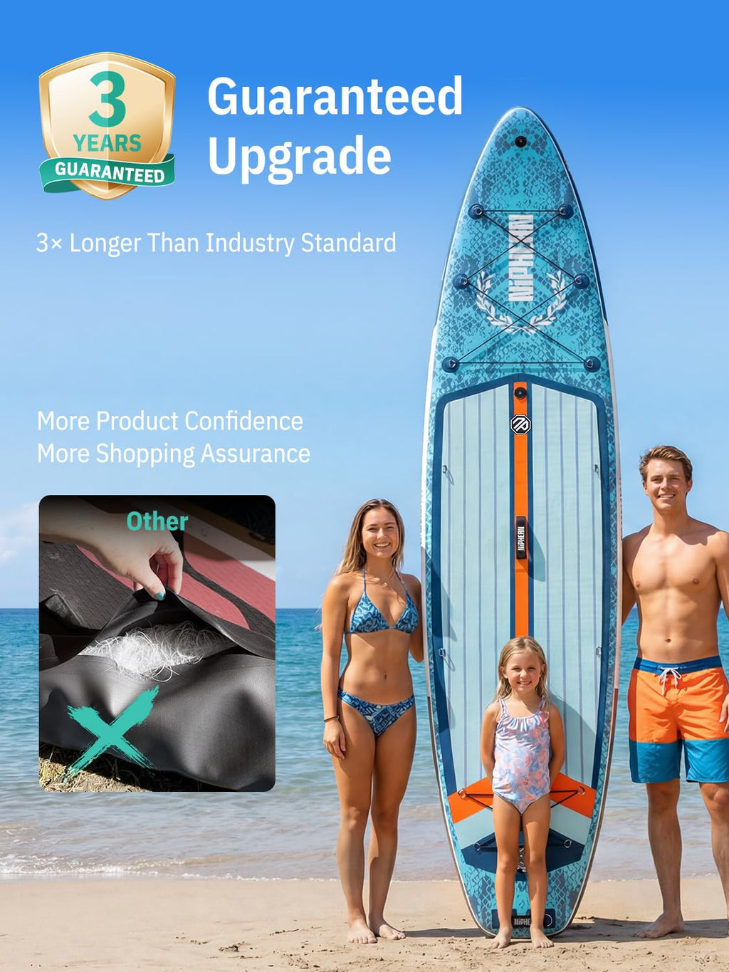 Extra Large Inflatable Paddle Board for Family Use with Accessories
