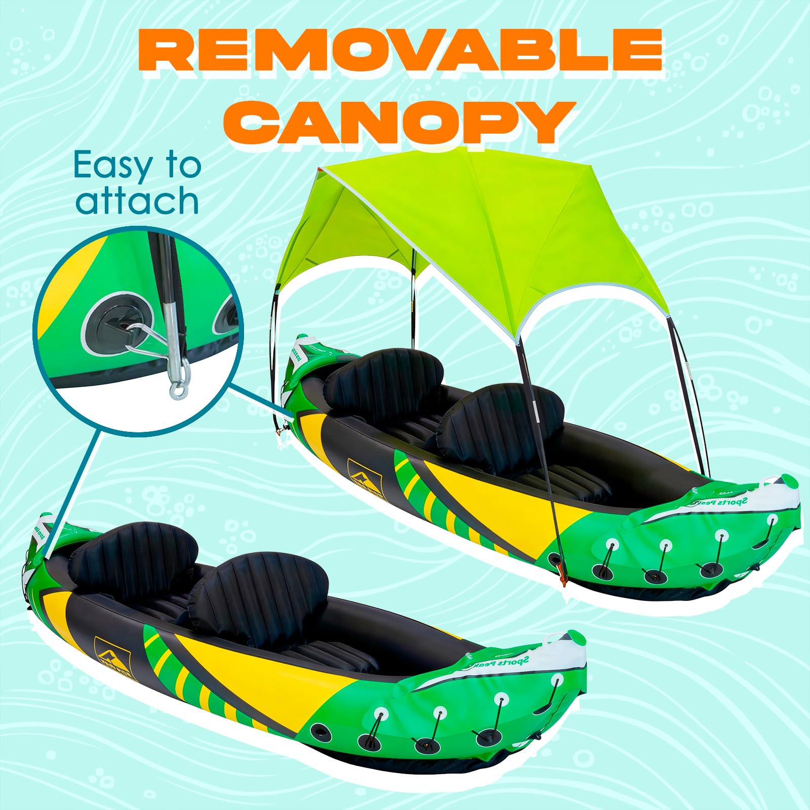 2 Person Inflatable Kayak with Sun Canopy and Adjustable Seats