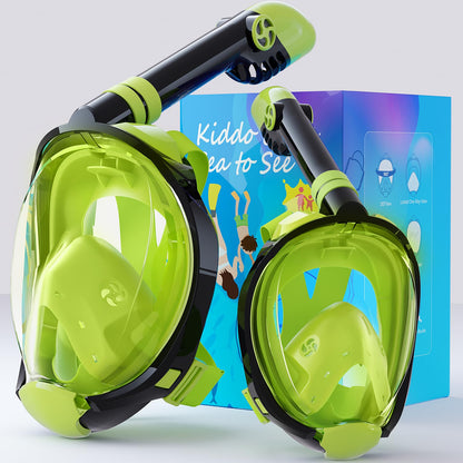 Full Face Snorkel Mask with 180° Panoramic View and Camera Mount