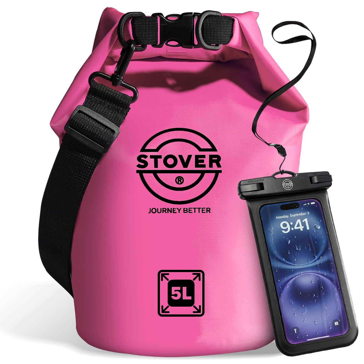 Waterproof Roll Top Dry Bag Backpack with Phone Case for Kayaking & Camping