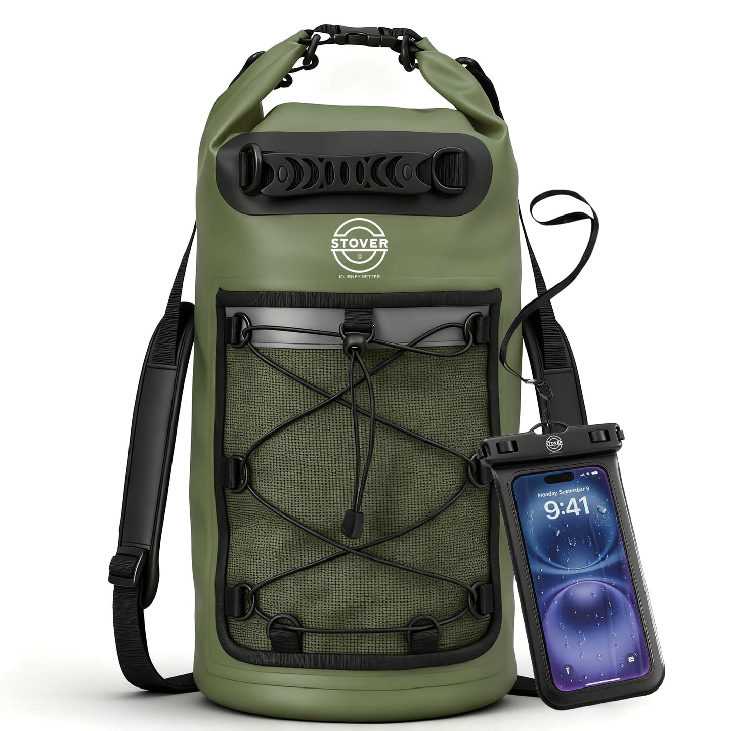 Waterproof Roll Top Dry Bag Backpack with Phone Case for Kayaking & Camping