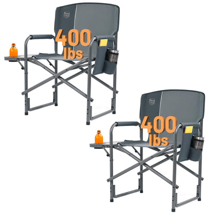 Oversized Aluminum Camping Chair with Side Table and Storage Pocket