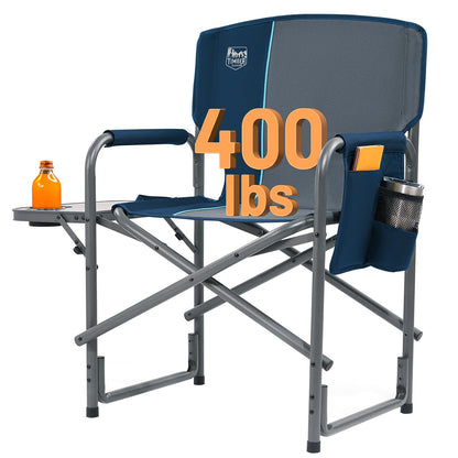 Oversized Aluminum Camping Chair with Side Table and Storage Pocket