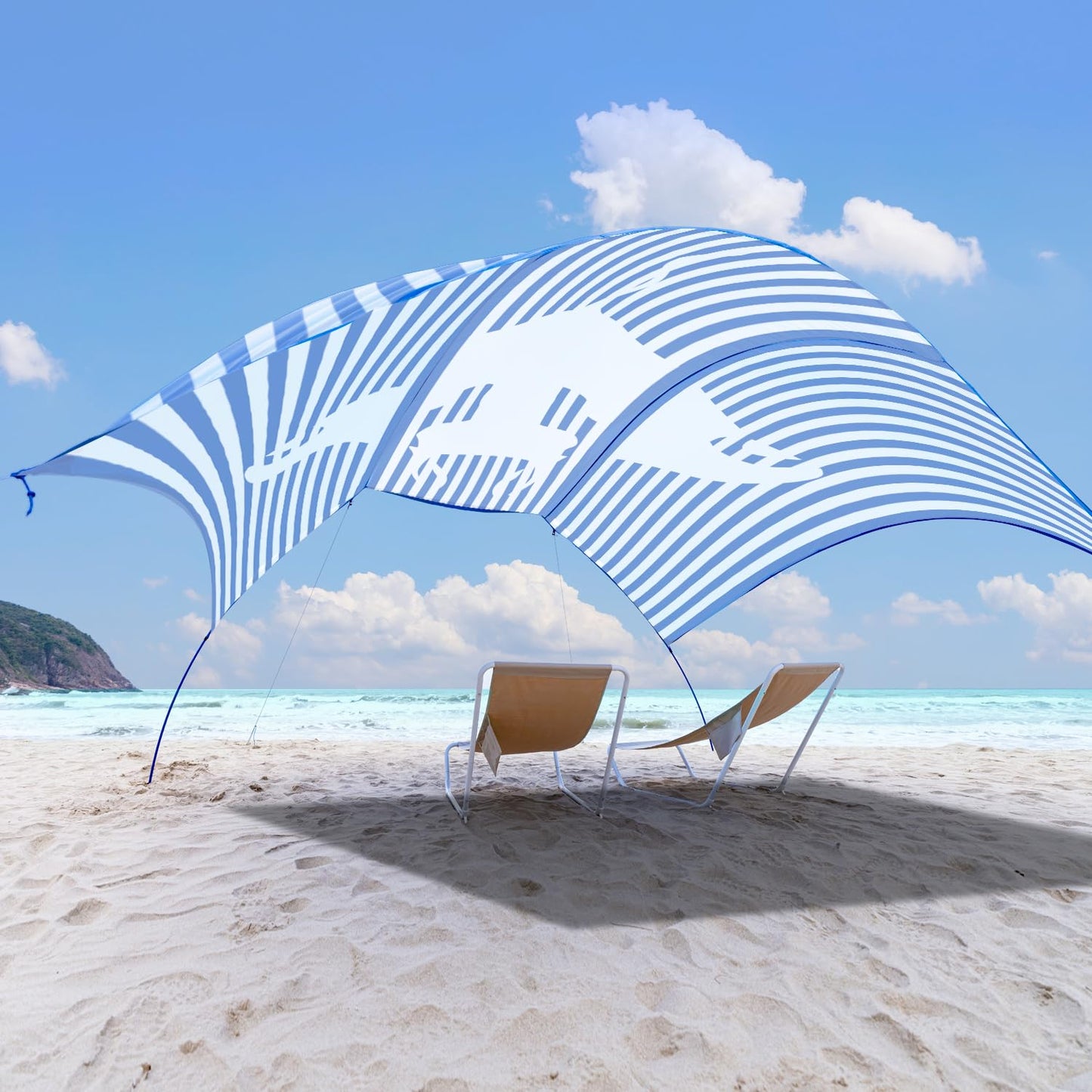Portable Beach Shade Canopy with UPF 50+ UV Protection for 6 People