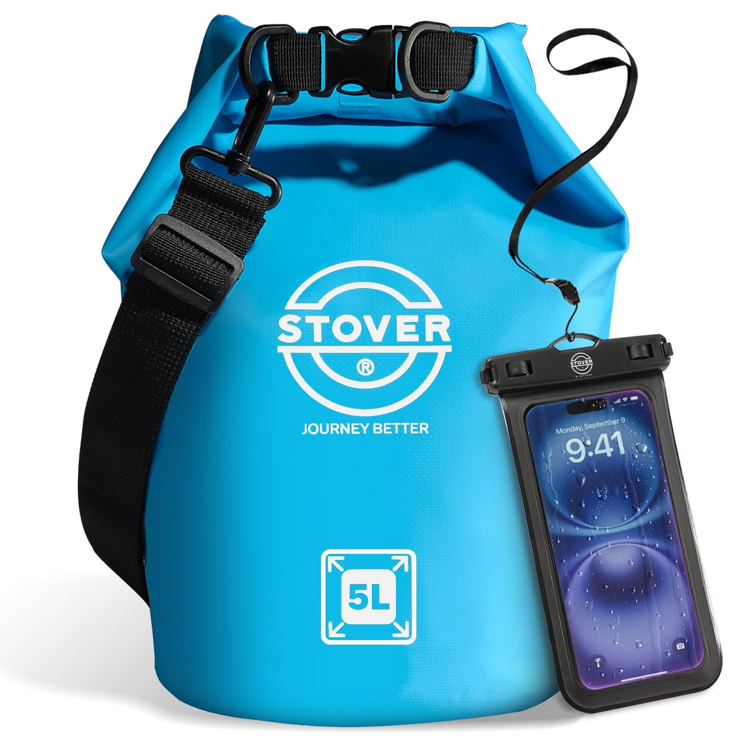 Waterproof Roll Top Dry Bag Backpack with Phone Case for Kayaking & Camping