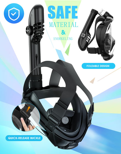 Full Face Snorkel Mask Set with Dry Top Snorkel and Camera Mount