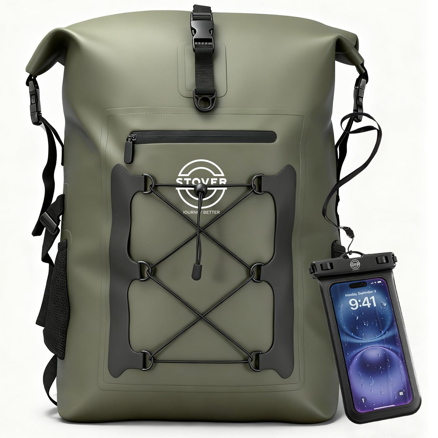 Waterproof Roll Top Dry Bag Backpack with Phone Case for Kayaking & Camping