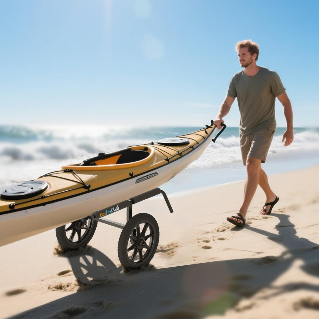 GanFindX Heavy-Duty Kayak Cart, Adjustable Canoe Dolly with 16-Inch Wheels
