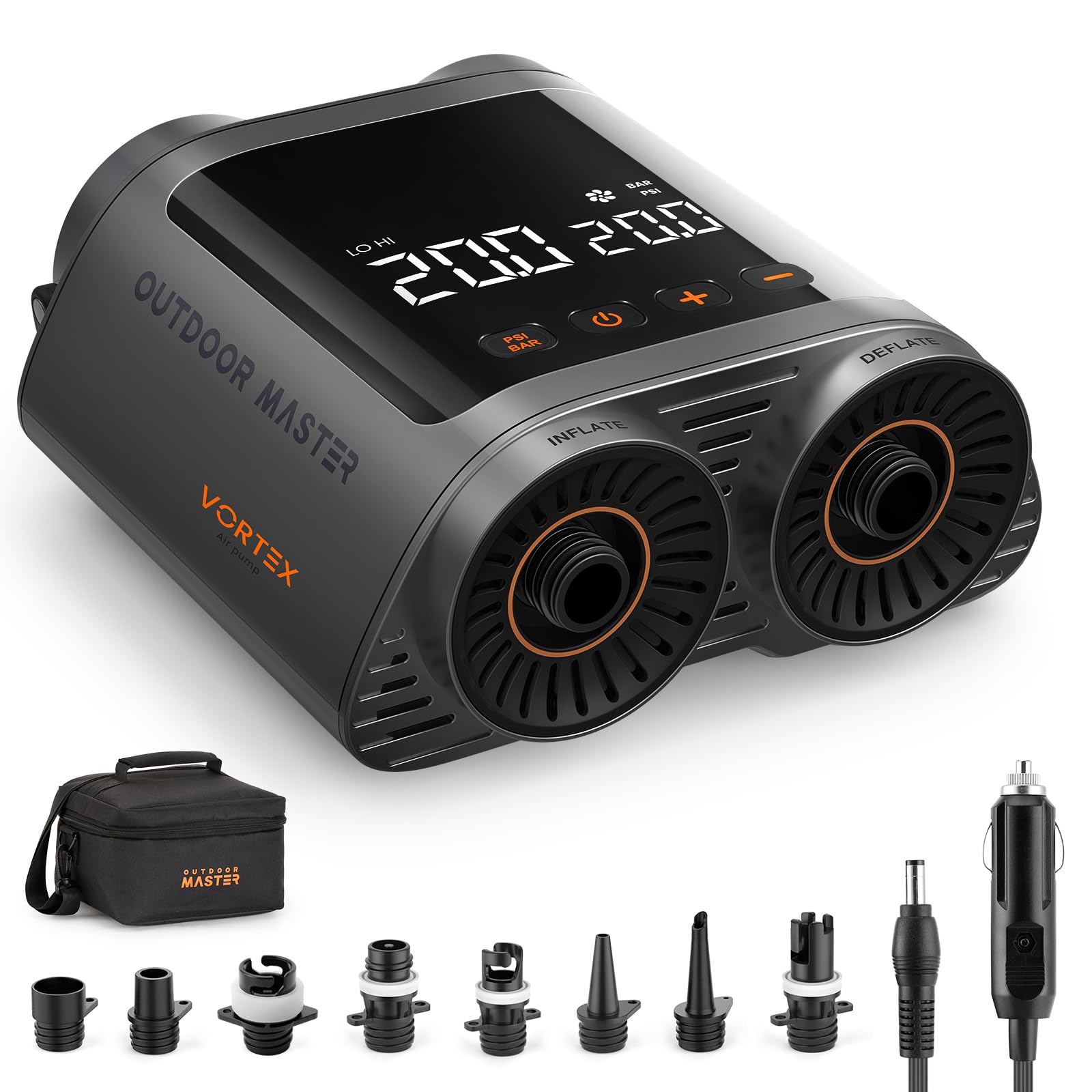 Electric SUP Air Pump with Auto Shutoff and 8 Nozzles for Inflatables