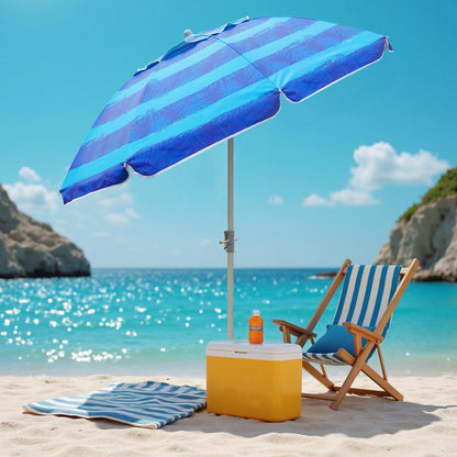 Heavy Duty Beach Umbrella with Sand Anchor, Tilt & UV Protection