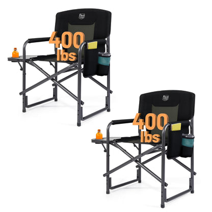 Oversized Aluminum Camping Chair with Side Table and Storage Pocket