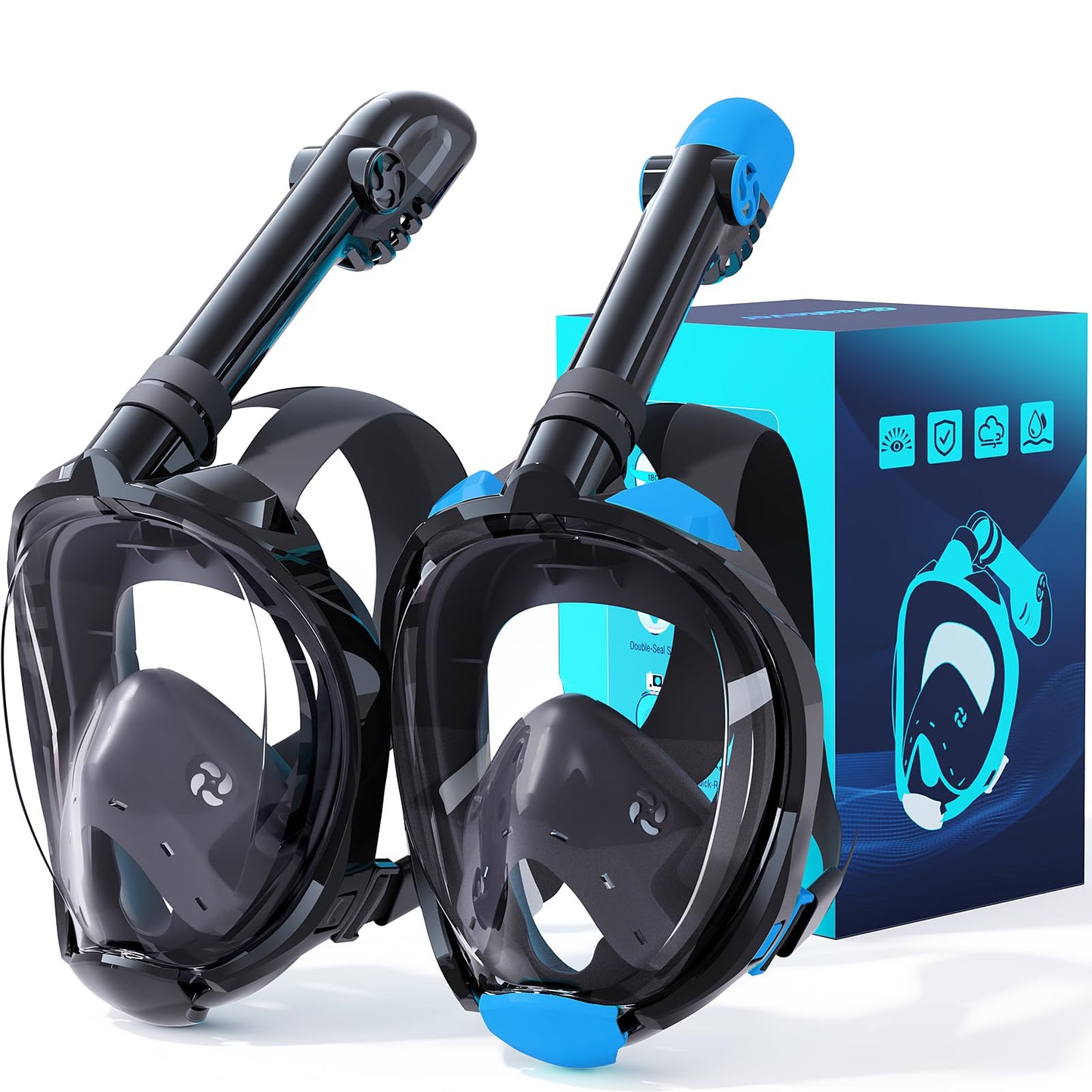 Full Face Snorkel Mask Set with Dry Top Snorkel and Camera Mount