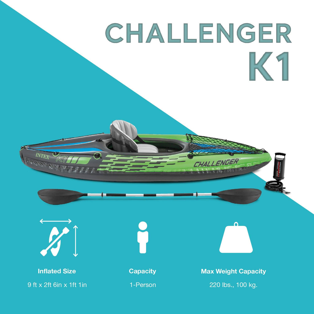 Inflatable Kayak Set with Paddles Pump Adjustable Seat & Storage Net