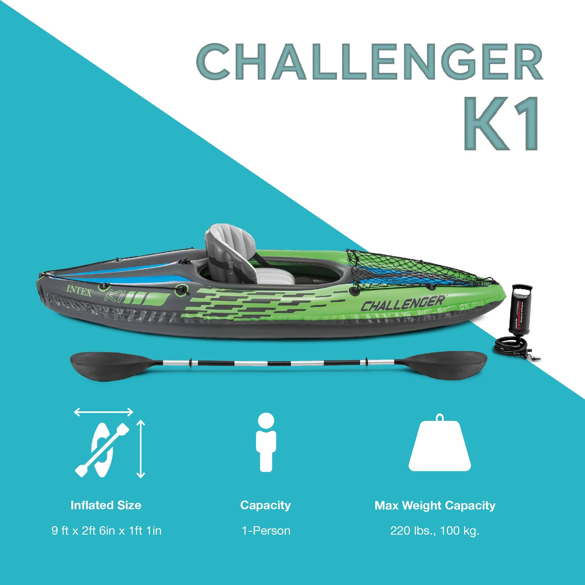 Inflatable Kayak Set with Paddles Pump Adjustable Seat & Storage Net