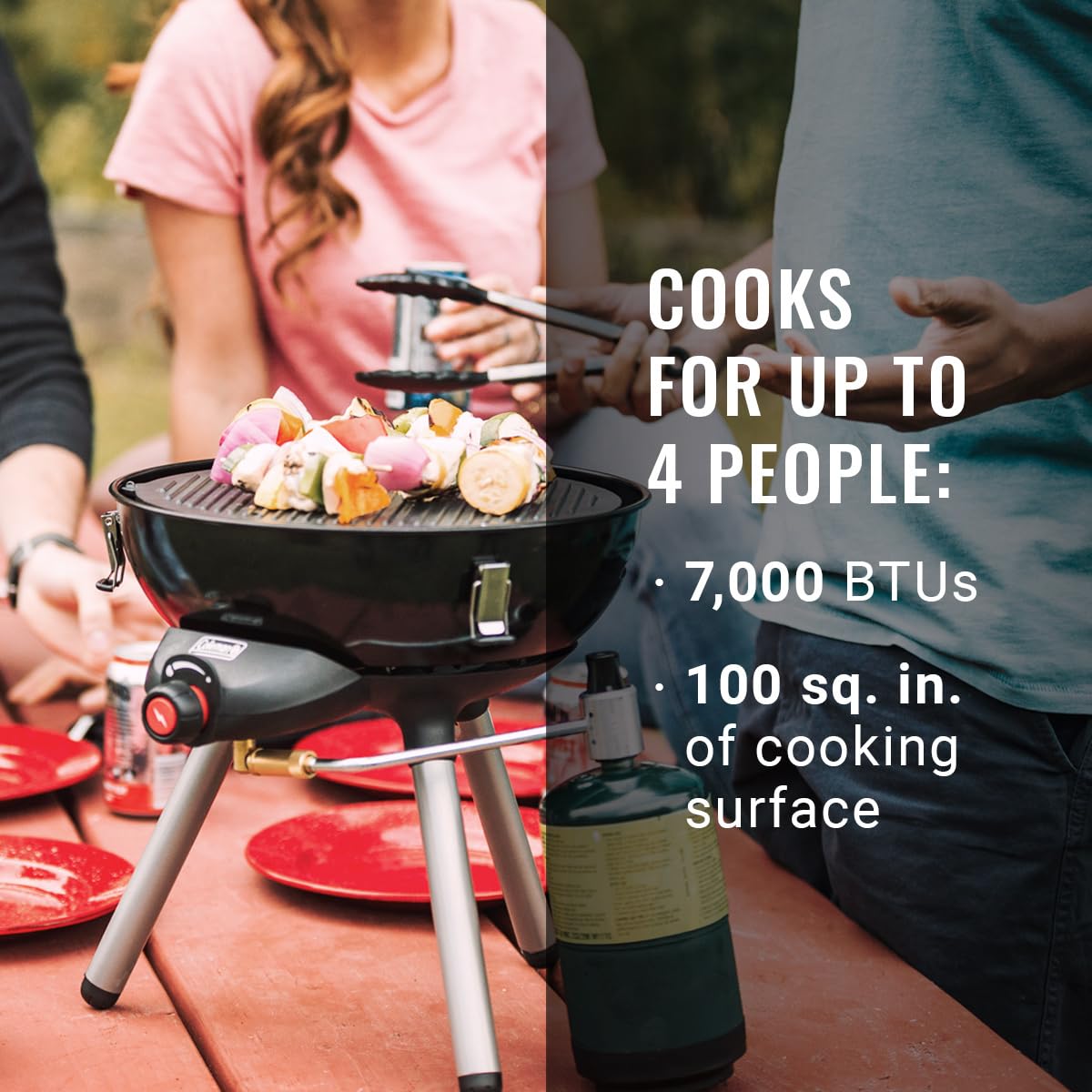 4-in-1 Portable Propane Camping Grill with Grill Stove Griddle & Wok Attachments