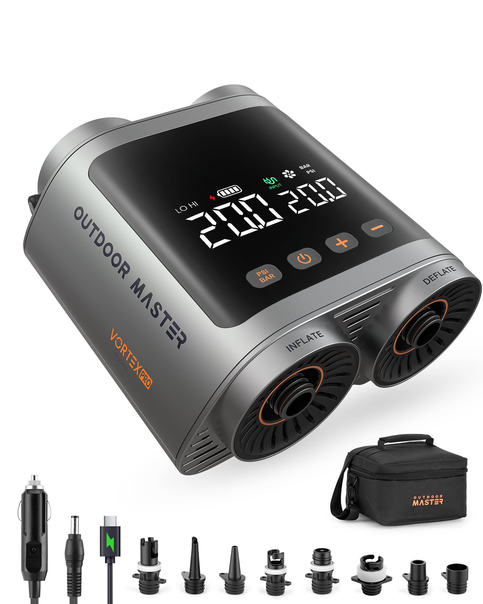 Rechargeable Electric Paddle Board Pump with Battery and Dual-Stage Inflation