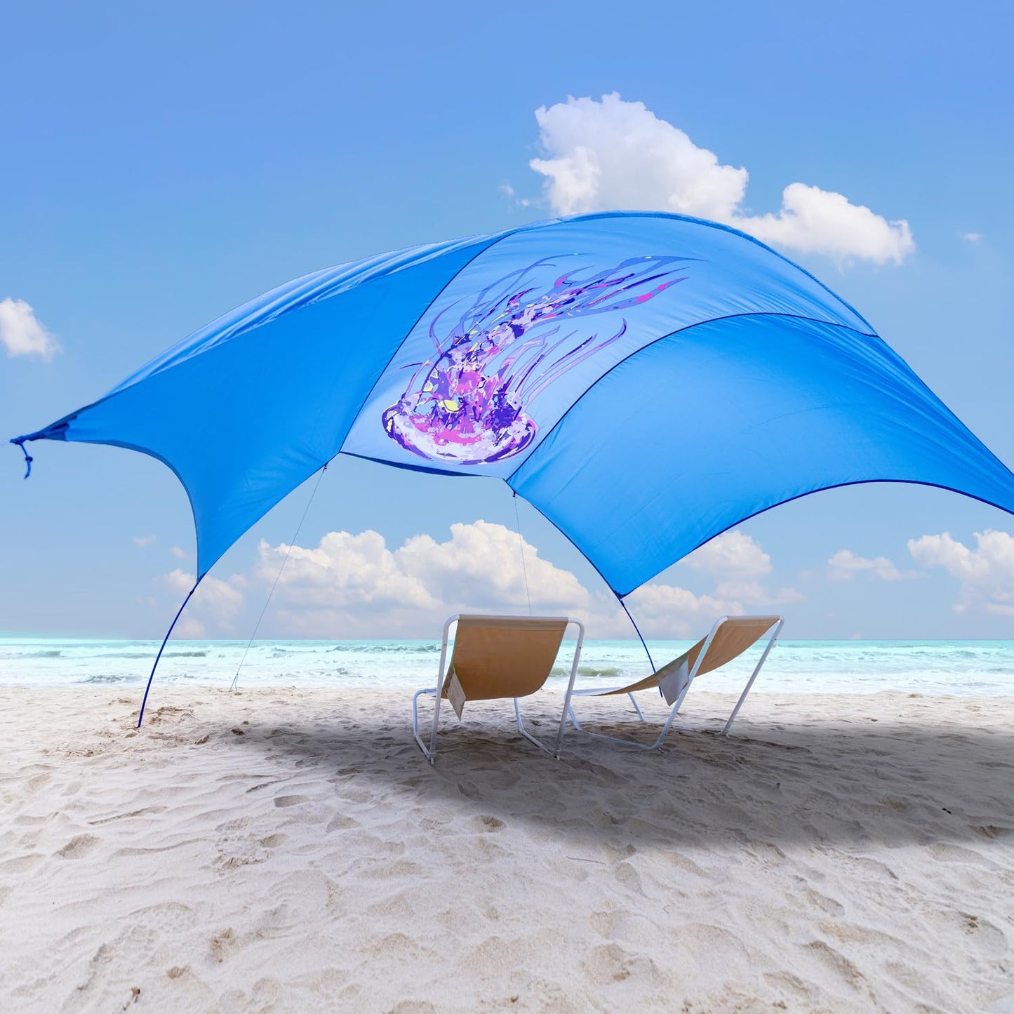 Portable Beach Shade Canopy with UPF 50+ UV Protection for 6 People
