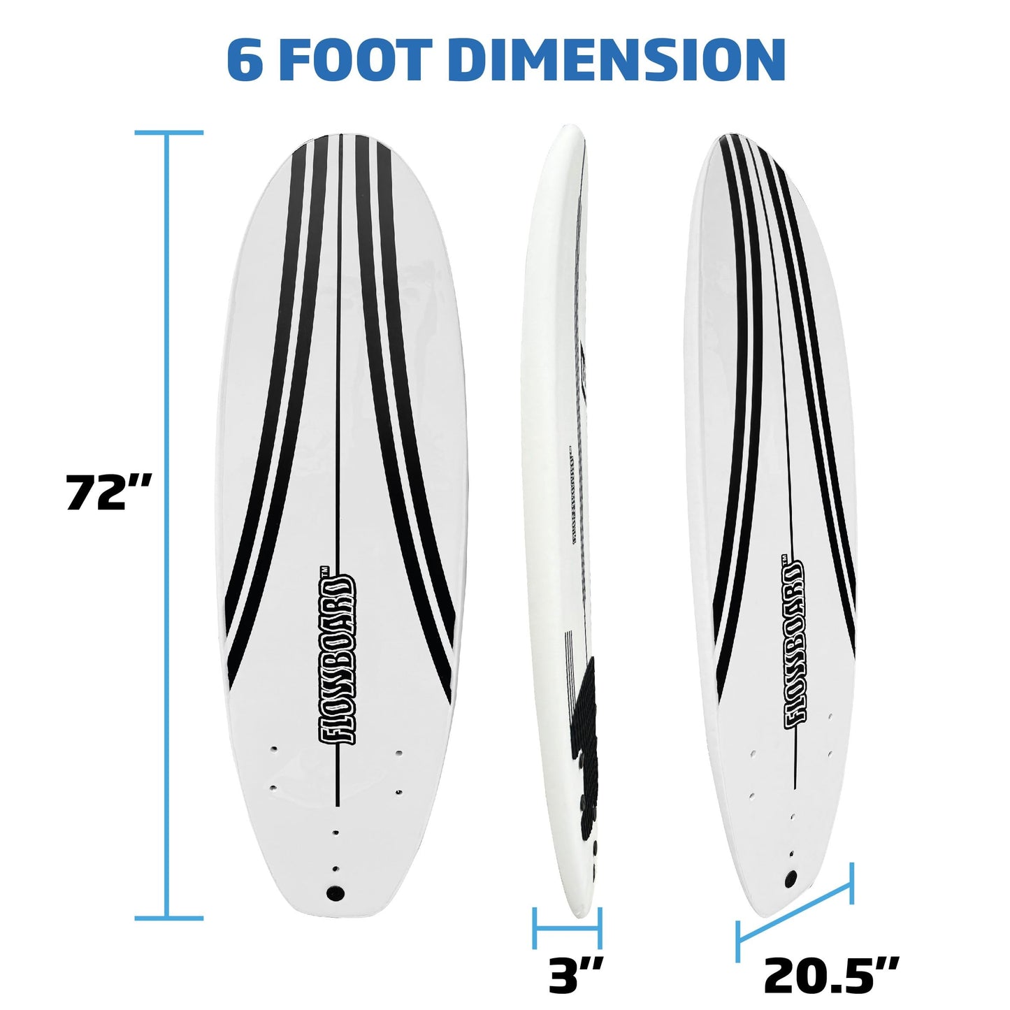Soft Foam Surfboard with Fins and Leash for Beginners & All Levels