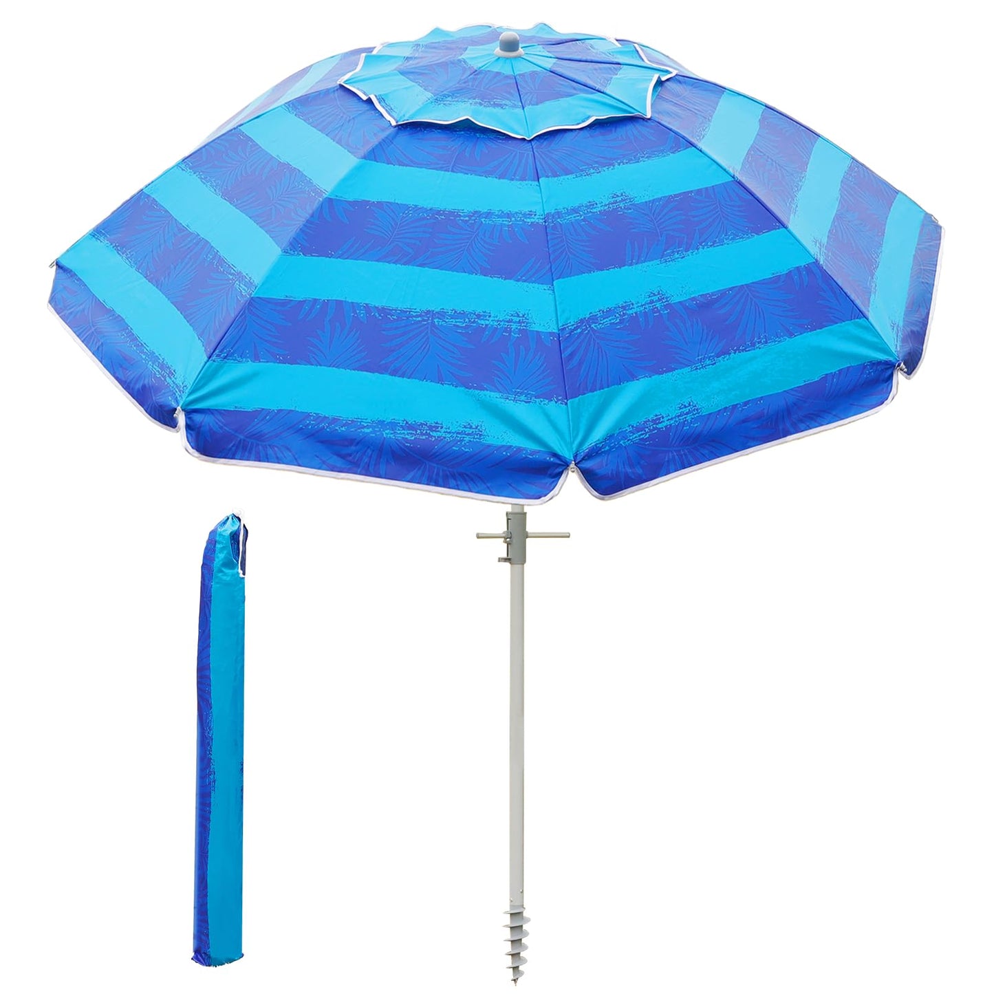 Heavy Duty Beach Umbrella with Sand Anchor, Tilt & UV Protection
