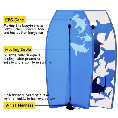 41" Lightweight Bodyboard with Leash and Durable EPS Core