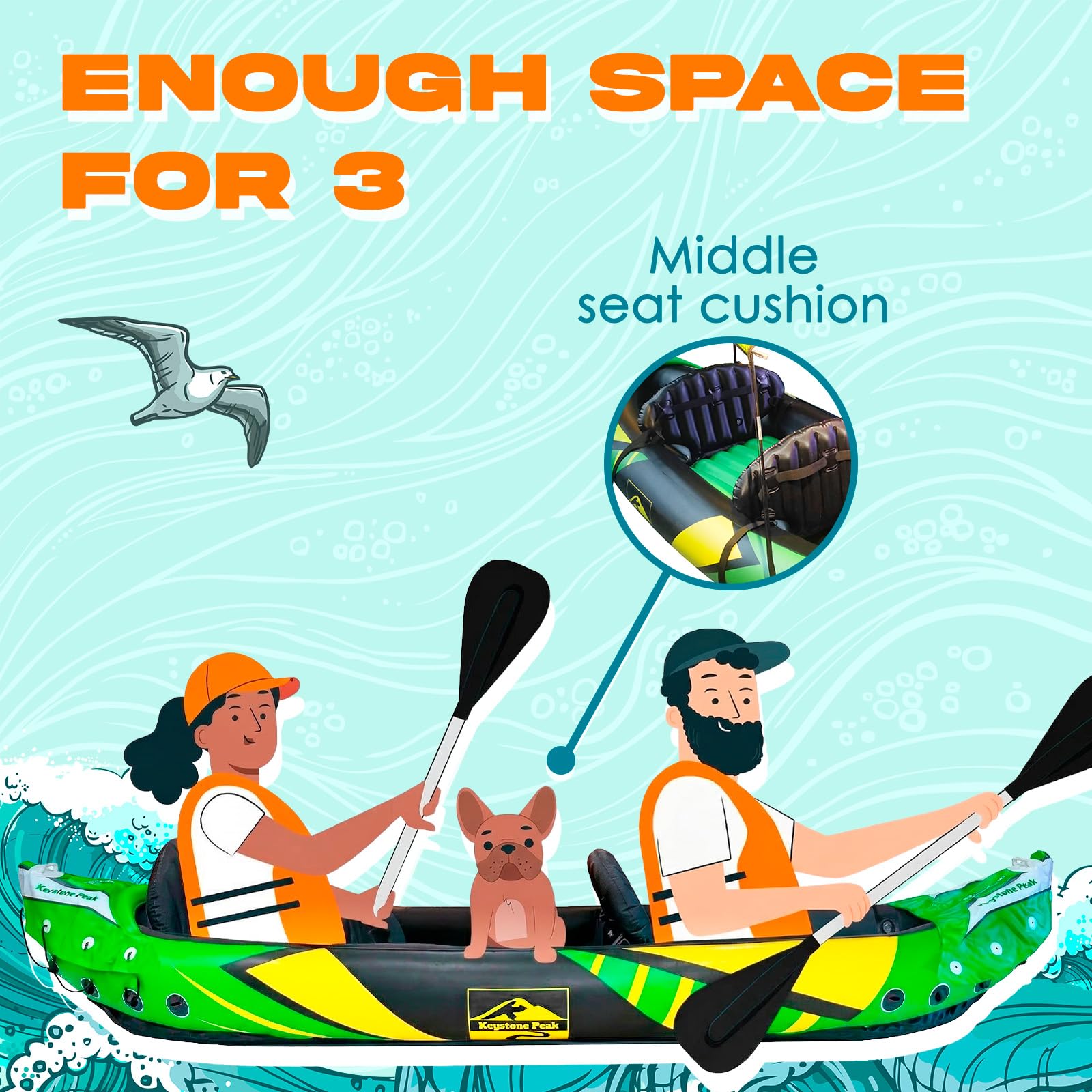 2 Person Inflatable Kayak with Sun Canopy and Adjustable Seats
