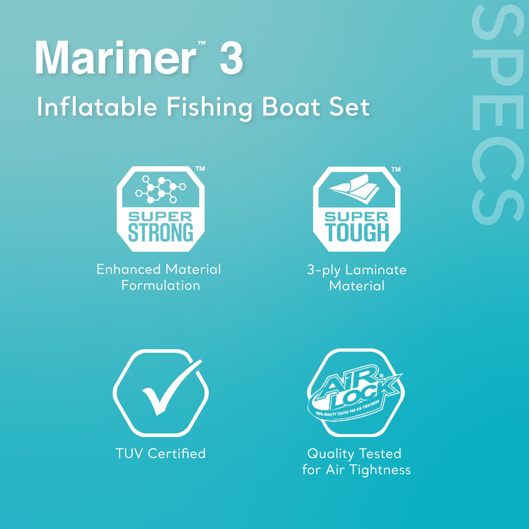 Heavy Duty Inflatable Fishing Boat with Oars Pump & Rod Holders