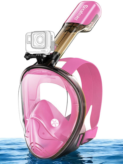 Full Face Snorkel Mask with Dry Top System and Camera Mount for Adults