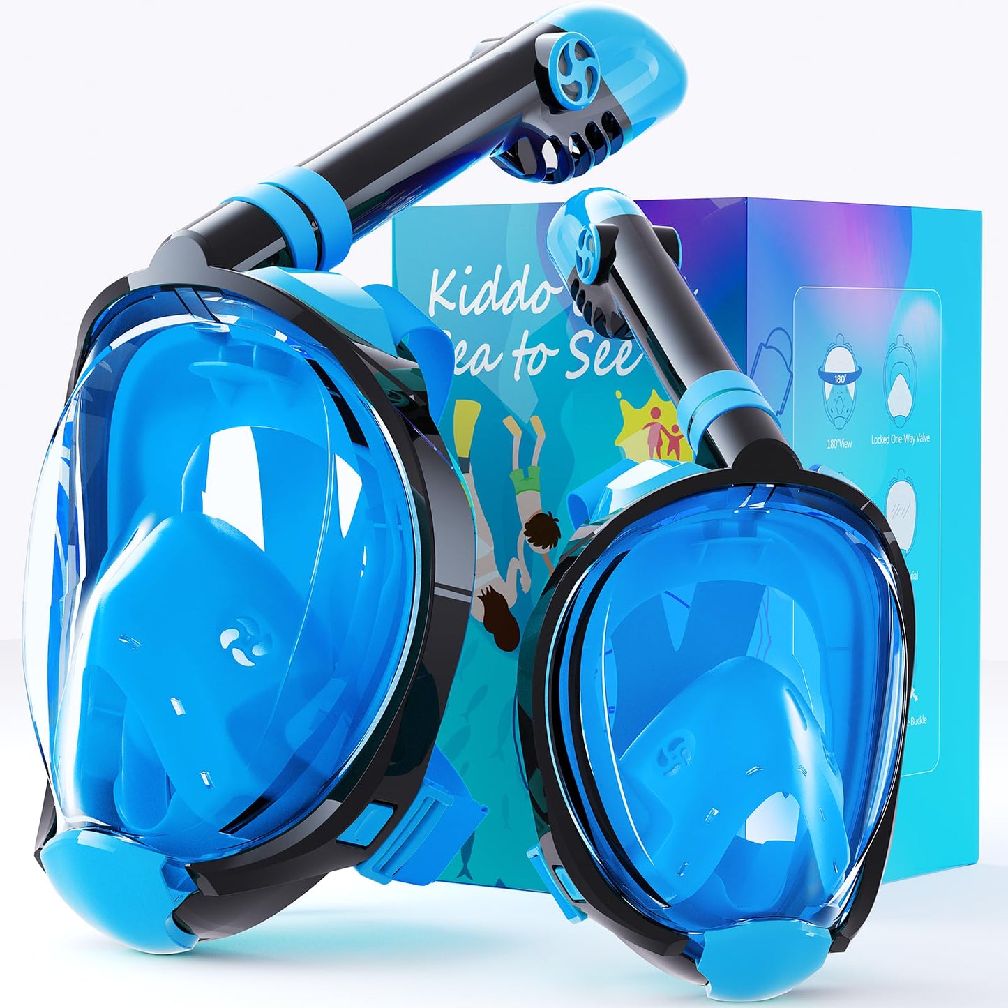 Full Face Snorkel Mask with 180° Panoramic View and Camera Mount