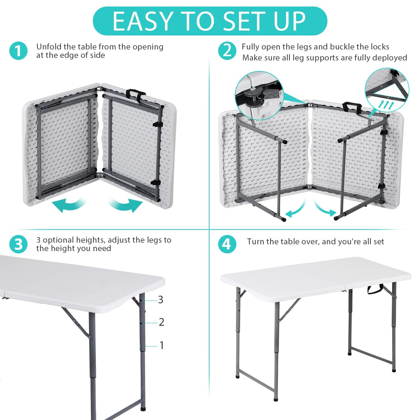 Portable Folding Table for Camping, Picnic & Outdoor Events