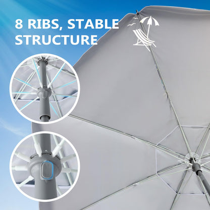 wikiwiki 7ft Beach Umbrella with Sand Anchor & Tilt