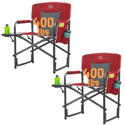 Oversized Aluminum Camping Chair with Side Table and Storage Pocket