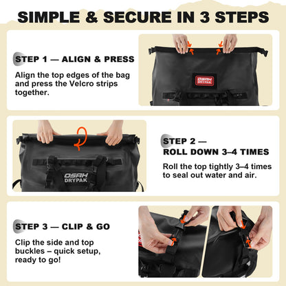 Heavy Duty Waterproof Roll Top Duffel Bag for Travel & Outdoor Adventures