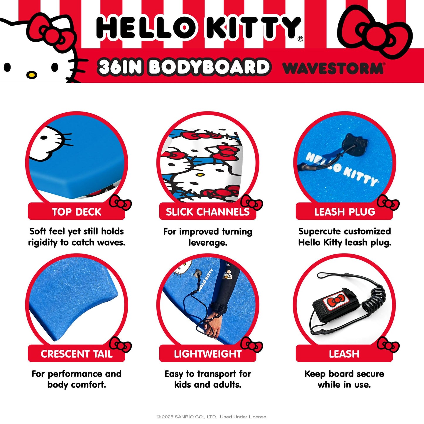 Hello Kitty 36in Bodyboard by Wavestorm