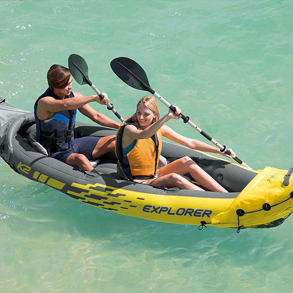 Inflatable Kayak Set with Aluminum Oars, Pump & Adjustable Seats