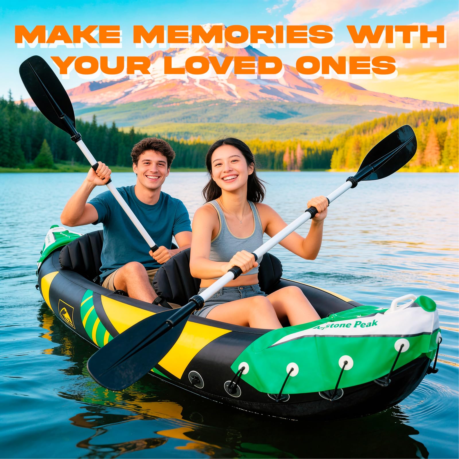 2 Person Inflatable Kayak with Sun Canopy and Adjustable Seats