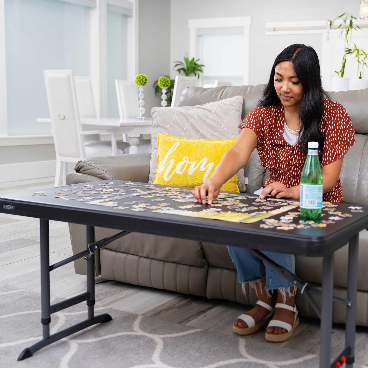 LIFETIME 4-Foot Commercial Adjustable Folding Table, Black